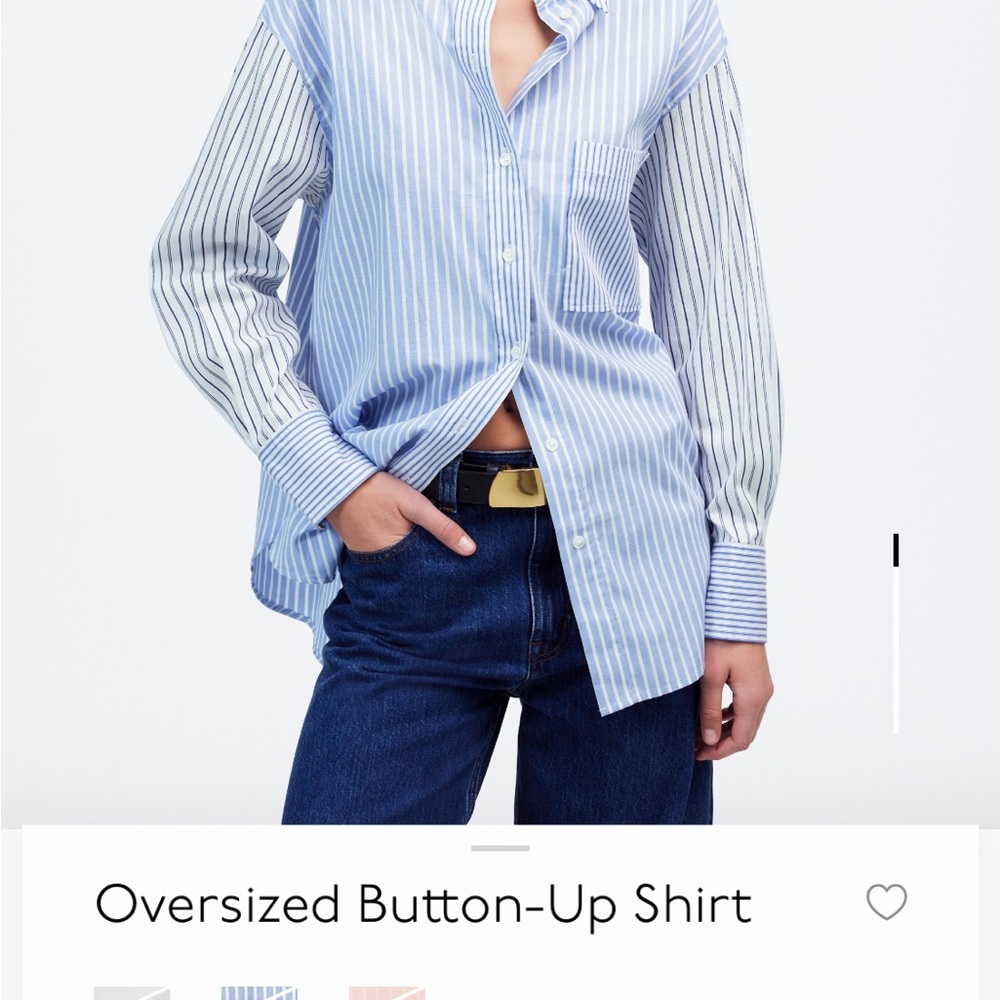 Madewell Blue and White Striped Oversized Button-Down Shirt